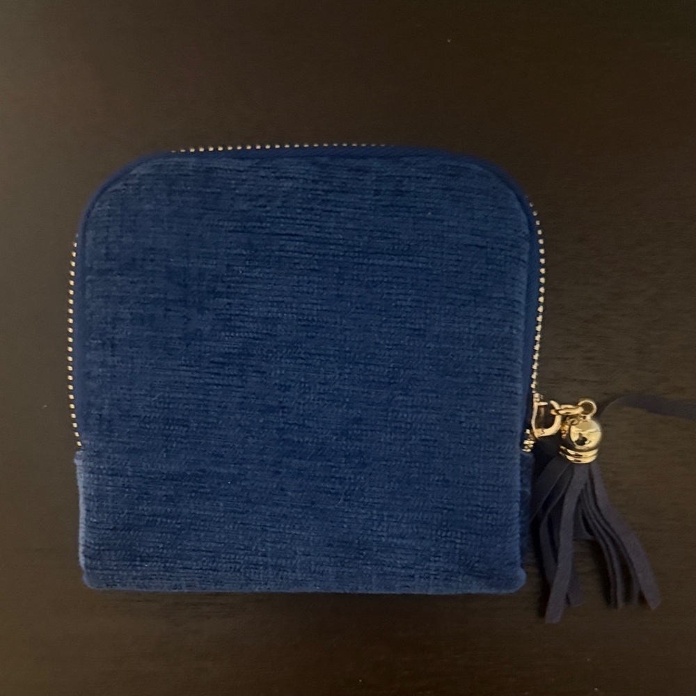 Navy Blue Travel Jewelry Pouch with Tassel